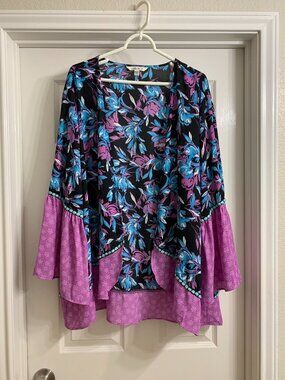 The Pioneer Woman Multi-Color Open Sheer Jacket, Size XXL/XXXL